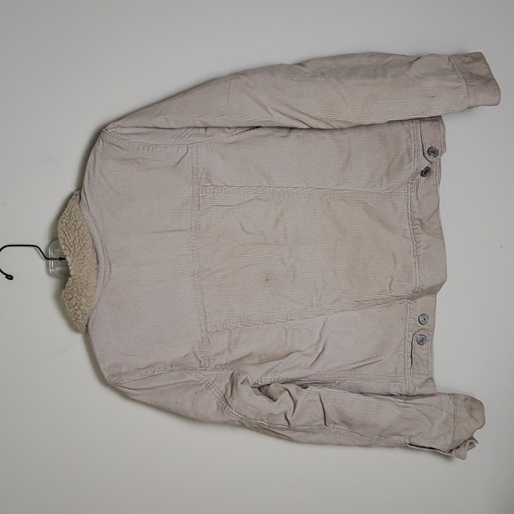 Gap Sherpa lined corduroy jacket, button front, neutral, women's size small - Picture 6 of 7